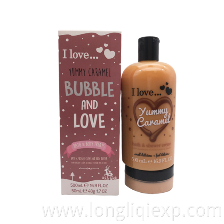 500ml yummy caramel shower gel gift set 50ml natural organic body butter